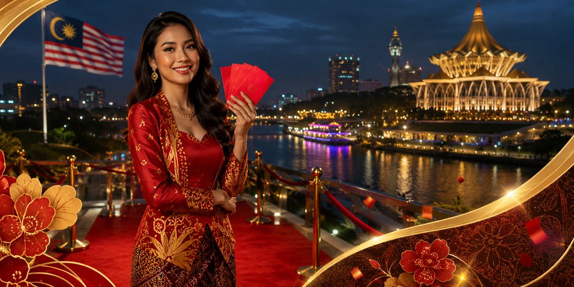 Pemain sp1 dari Kuching menerima bonus sampul merah dengan gaya batik tempatan